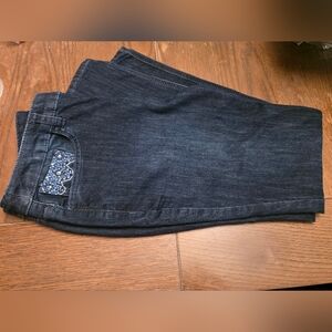 Christopher Banks 5 Pocket Dark Wash Jeans W/ Embellished Pockets. Sz 4p